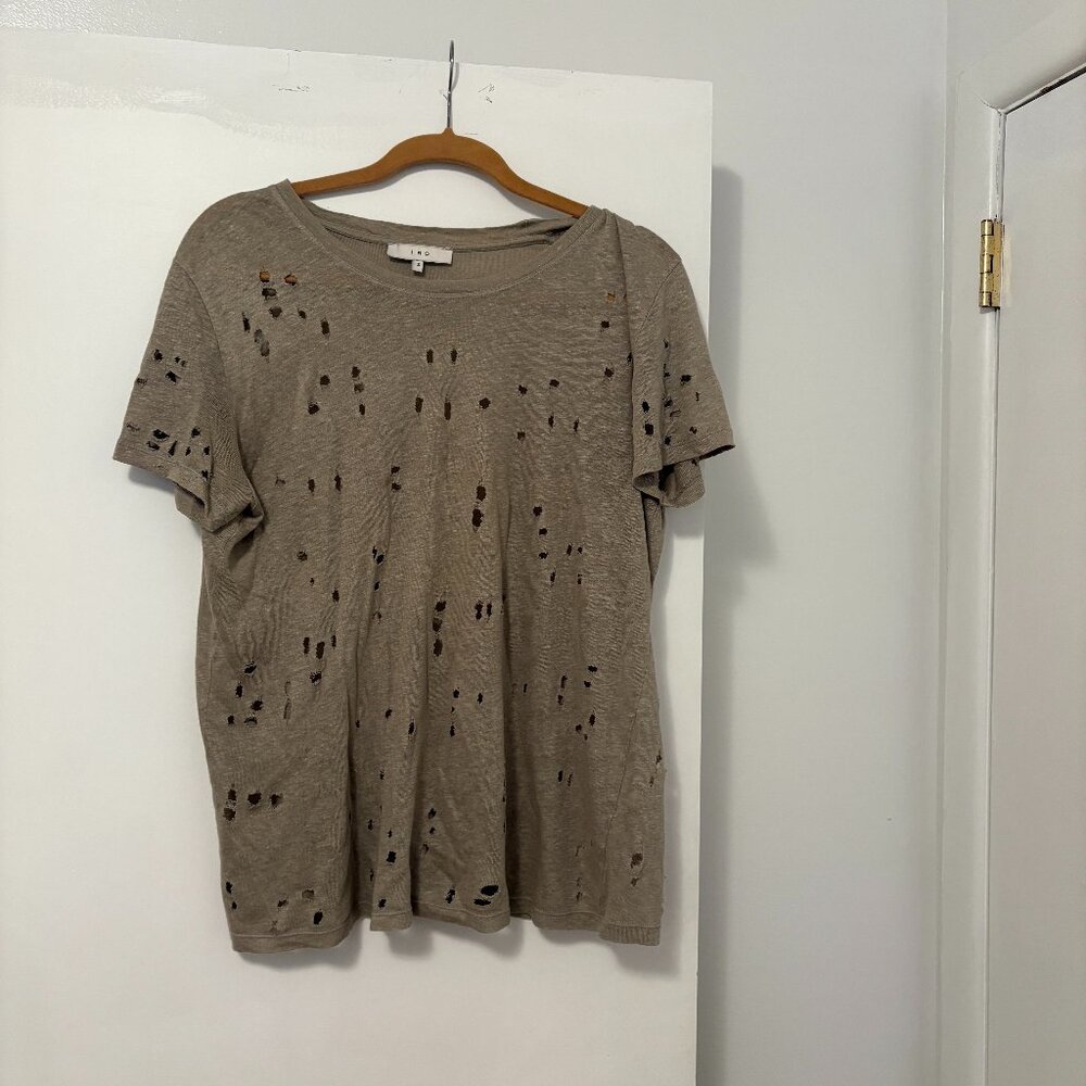 IRO Hole Linen T-Shirt in Clay Size Small